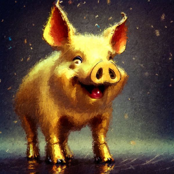Partyschwein (Kunst, Serie Gold) von Art by Jeronimo