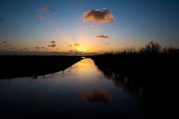 Sonnenuntergang niederländische Landschaft Eempolder