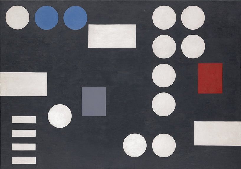 Composition avec rectangles et cercles sur fond noir, Sophie Taeuber-Arp par Des maîtres magistraux