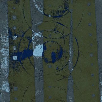 Moderne abstracte kunst. Geometrische vormen in donkergroen, blauw en lichtblauw van Dina Dankers