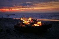Fire basket on beach