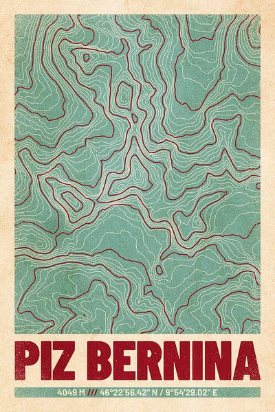 Piz Bernina | Topographic Map (Retro) by ViaMapia