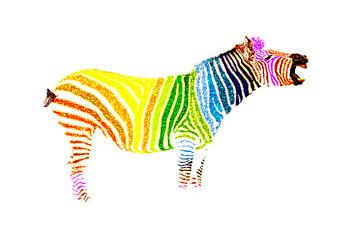 Glitter Regenboog Zebra van Jonas Potthast
