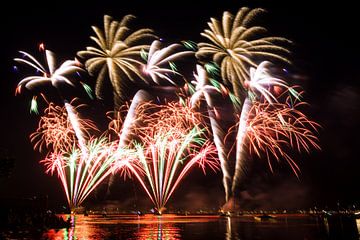 Colorful impressive giant firework show at Seehasenfest in Friedrichshafen by adventure-photos
