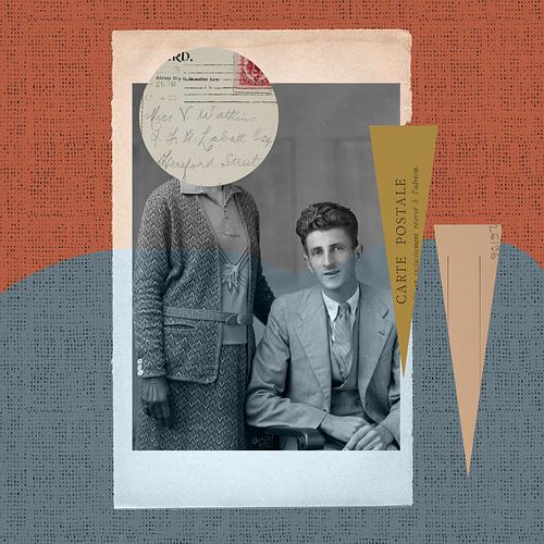 Stuur me gewoon een kaartje, schat! Retro koppel portret