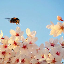 Bumblebee on a cherry blossom by Bfec.nl