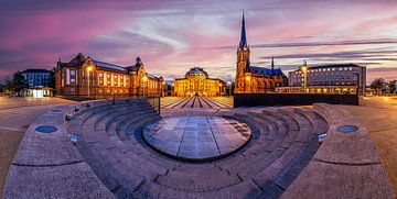 Theaterplein Chemnitz - Panorama bij zonsondergang van Frank Herrmann