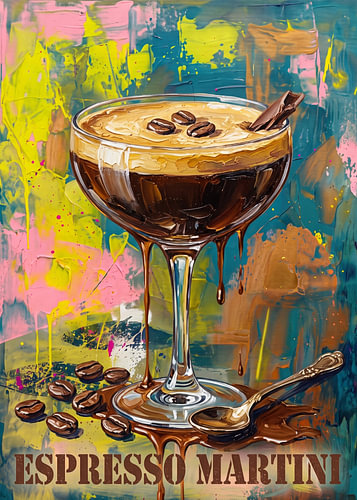 Koffie- & -cocktails: een abstract kunstwerk in de vorm van een espresso martini