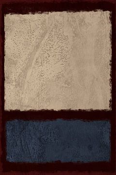 Abstrakte minimalistische Landschaftsmalerei in Weiß, Blau, Braun von Abstrakte minimalistische Kunst