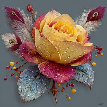 yellow flower with water and icing