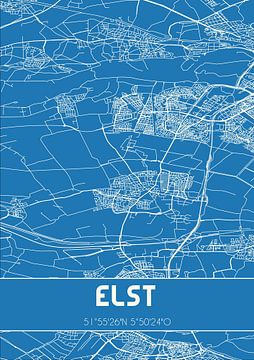 Blaupause | Karte | Elst (Gelderland) von Rezona