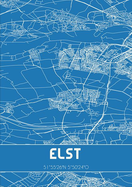 Blueprint | Map | Elst (Gelderland) by Prints of Place