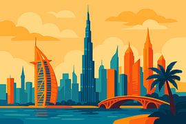 Dubai Pop-Art Vektor-Illustration. von Johannes