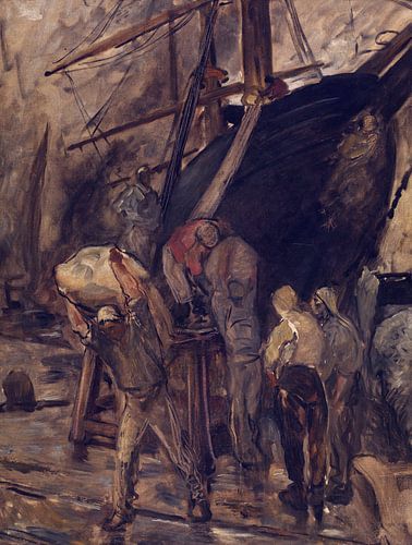 Lossen van een zeilschip, Constantin Meunier