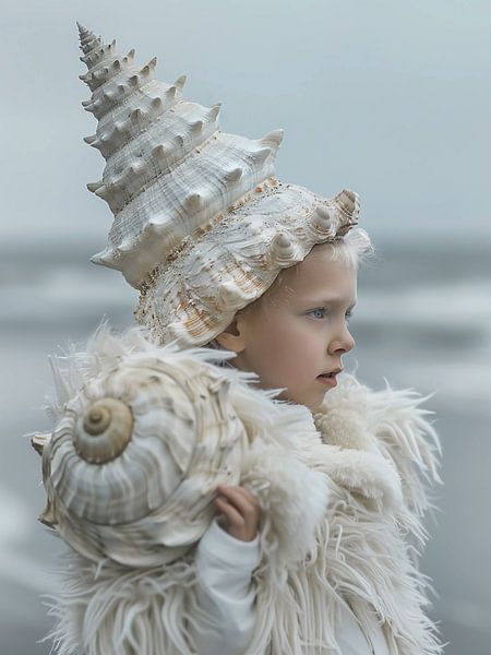 girl with huge seashell in her head by haroulita