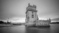 Torre de Belém - long exposure - Lissabon - Portugal - Black and White van Teun Ruijters thumbnail