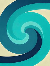 Minimalist Geometric Oceanic Vortex Poster - Hypnotic Teal Spiral Abstract Art by Minggu Galeri
