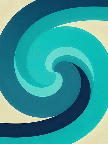 Minimalistische Geometrische Oceanic Vortex Poster - Hypnotische Teal Spiraal Abstracte Kunst