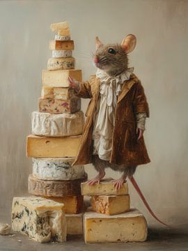 The Cheese King - Mouse in 18th-century Dress with Cheese Tower