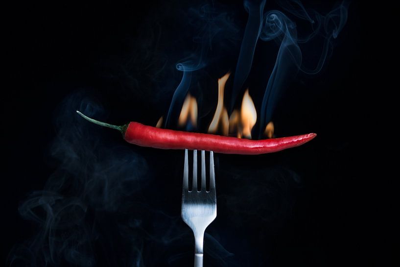 Red Hot Smoking Chili Pepper by Op 't Eijnde Fotografie