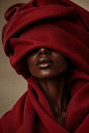 Scarlet Elegance – Exklusive Fine-Art-Modefotografie in tiefem Rot von Design Wall Arts