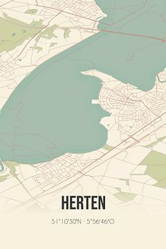 Vintage landkaart van Herten (Limburg) van Rezona