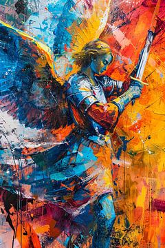 Abstraker Engel mit erhobenem Schwert von ARTemberaubend