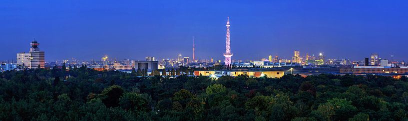 Berlin Skyline Panorama zur blauen Stunde von Frank Herrmann