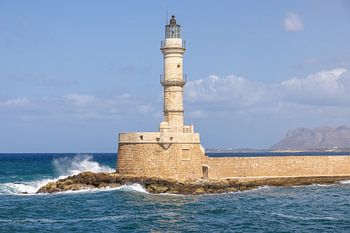 Historic lighthouse of Chania on Crete in summer, Greece