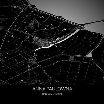 Zwart-witte landkaart van Anna Paulowna, Noord-Holland. van Rezona