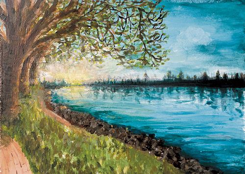 Singel Sliedrecht zonsopkomst schilderij van Krista Kitsz Art