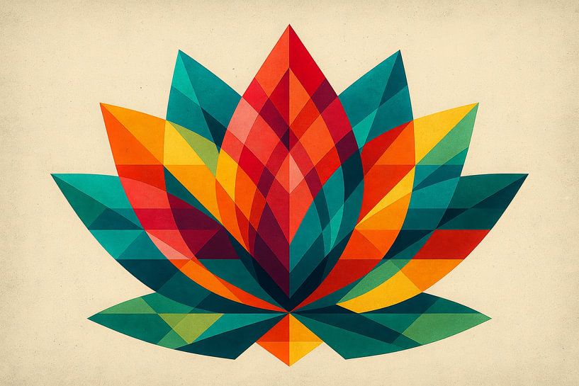 Geometrischer Lotus - Farben in Balance von But First Framing