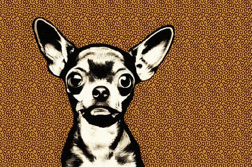 Bad boy chihuahua met luipaard vlekken achtergrond