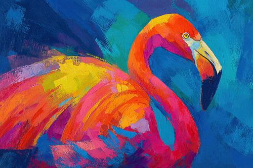 Abstract Flamingo with Bright Colours