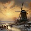 Old Dutch painting of a winter scene by Preet Lambon