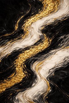 Obsidian Gold Current – Luxuriöser Marmorfluss