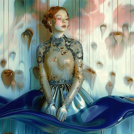 Rothaariges Mädchen in einer flüssigen Welt von Ton Kuijpers