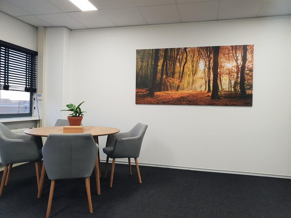 Sonnenlicht im Herbst Wald von Fotografie Egmond