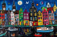 Amsterdam und die Grachten als abstraktes Gemälde von Roger VDB Miniaturansicht