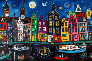 Amsterdam und die Grachten als abstraktes Gemälde