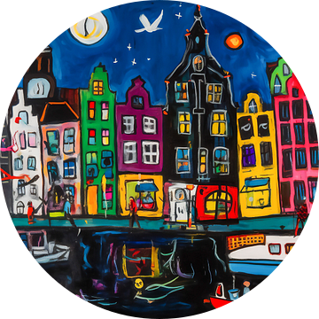 Amsterdam en de grachten als abstract schilderij van Roger VDB