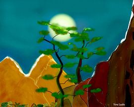 Mondnacht mit Berge von Vera Laake