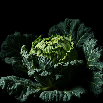 A kale on a black background. by J.a Dijkstra