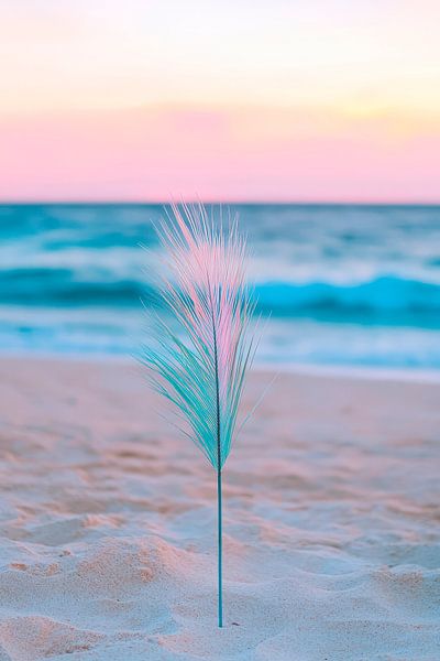 Strandgras im Abendlicht – Minimalistisch von Poster Art Shop