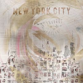 MODERN ART New York City Skylines | white/gold by Melanie Viola