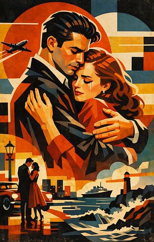 Vintage Lovers Farewell by the Sea