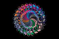 Illustration d'un cercle tournant coloré, arrière-plan de conception géométrique abstraite et vibrante