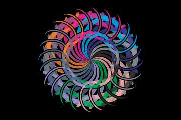 Illustration d'un cercle tournant coloré, arrière-plan de conception géométrique abstraite et vibrante sur mei suseno