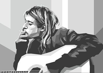Gray Kurt Cobain Cool Smoking by Rizky Dwi Aprianda