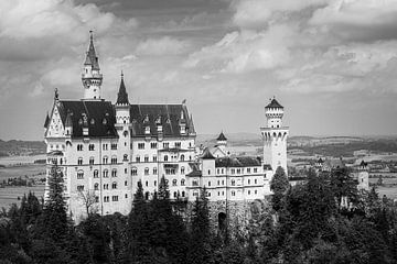 Schloss Neuschwanstein in Schwarz und Weiß